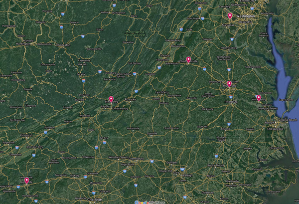 Updated Pod Locations for N.Carolina & Virginia