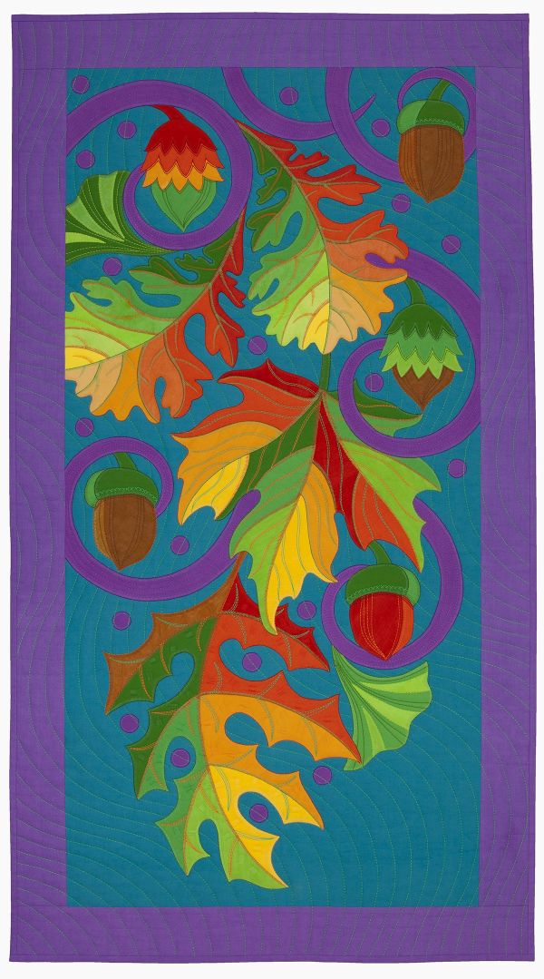 Jane Sassaman - Leaves in a Breeze (quilts with swirling leaves in graphic style)