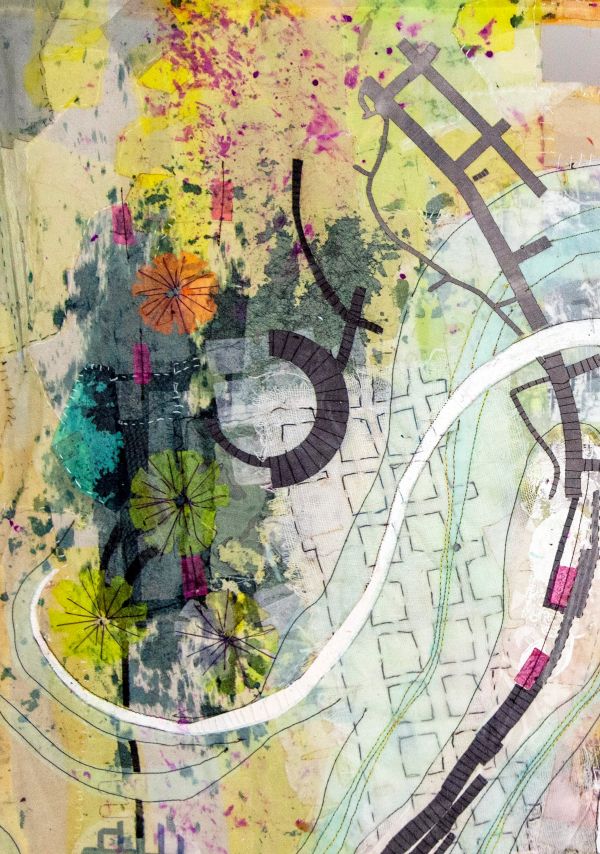 Valerie Goodwin - Meanderings of an Imaginary River (abstract textile map of a river)