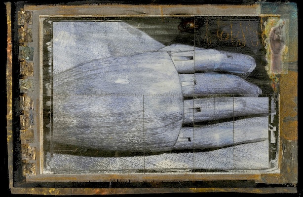 Wen Redmond - The Creative Hand (a mixed media piece with a large blue hand)