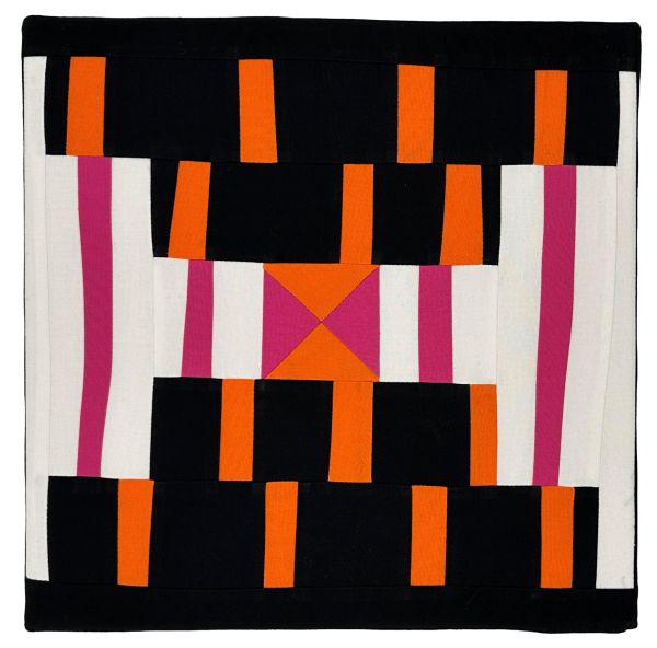 Barbara Danzi - Tiger Beat (quilt with bold colors and stripes, black, orange, magenta, and white)