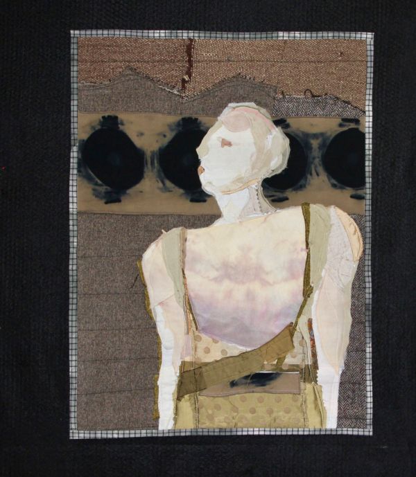 Colleen Ansbaugh - The Coming (quilt depicting a person on a brown background)