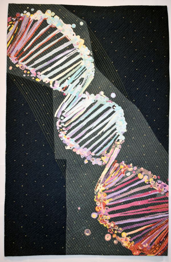 Bev Haring -  Made of Stardust (a quilt showing a strand of DNA)