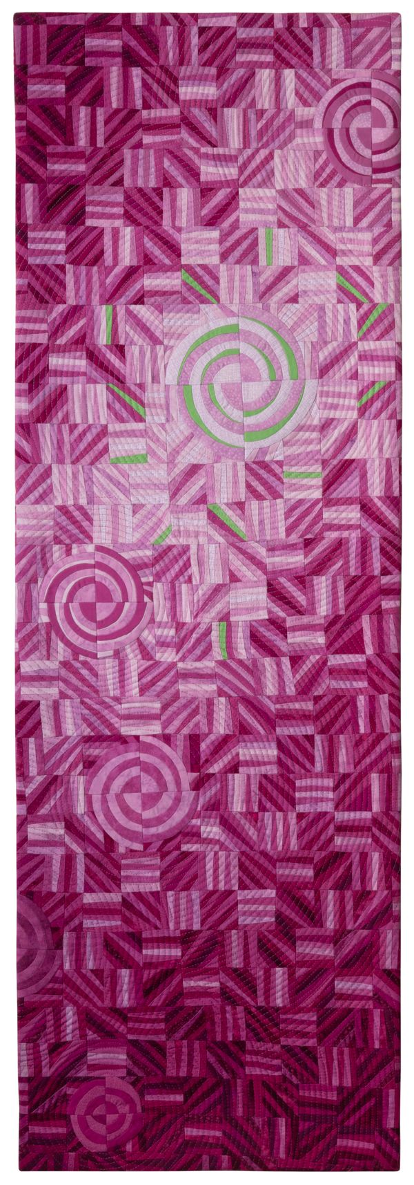  Kimberly Connelly - Joy Bubbling Through (tall geometric quilt with pinks and greens)