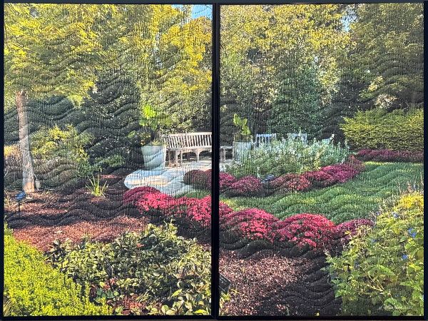 Marilyn Henrion - Dallas Arboretum Diptych (a photo quilt of a park and bench)