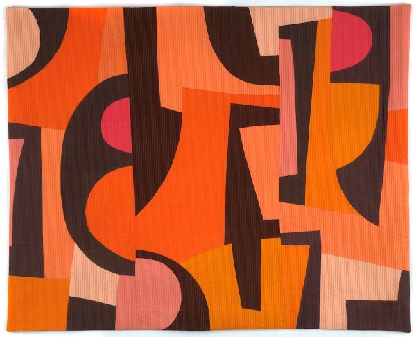 Cindy Grisdela - Dance Rhythms (orange and black abstract quilt with rhythmic arrangements)