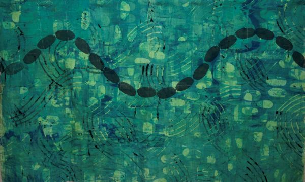 Sue Sherwood - In the Oval (green abstract quilt)