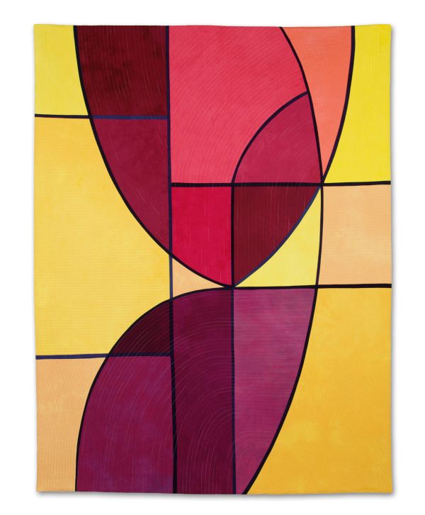 Lisa Flowers Ross - Leaf Stack #52 ( a red and yellow geometric abstract quilt)