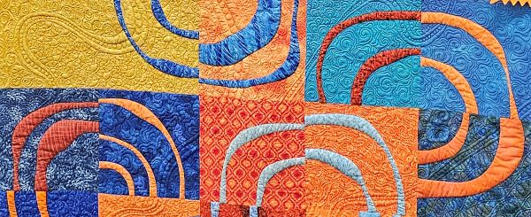 Ami Krenzel - Through Fire and Water (detail) (abstract quilt with squared circles and dense quilting)
