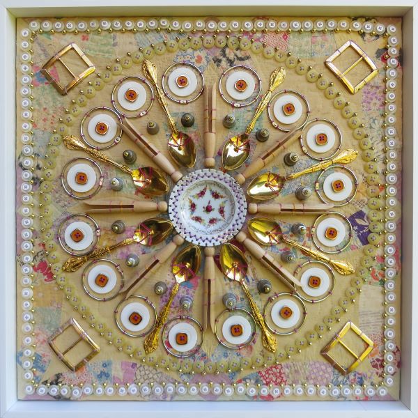 Susan Lenz - Mandala CLXXXII (A mandala of found objects, like spoons, buttons, and belt buckles)
