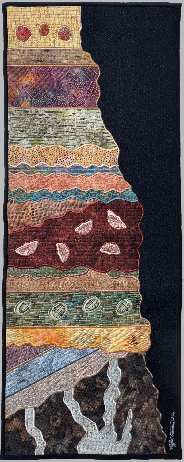  Neffra Matthews -  Grand Stratigraphy (quilt of layers of rock with fossils in them)