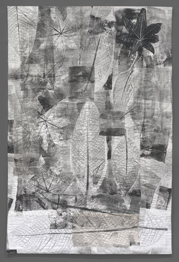 Dominie Nash - Big Leaf 49 (grayscale quilt with leaf shapes and textures)