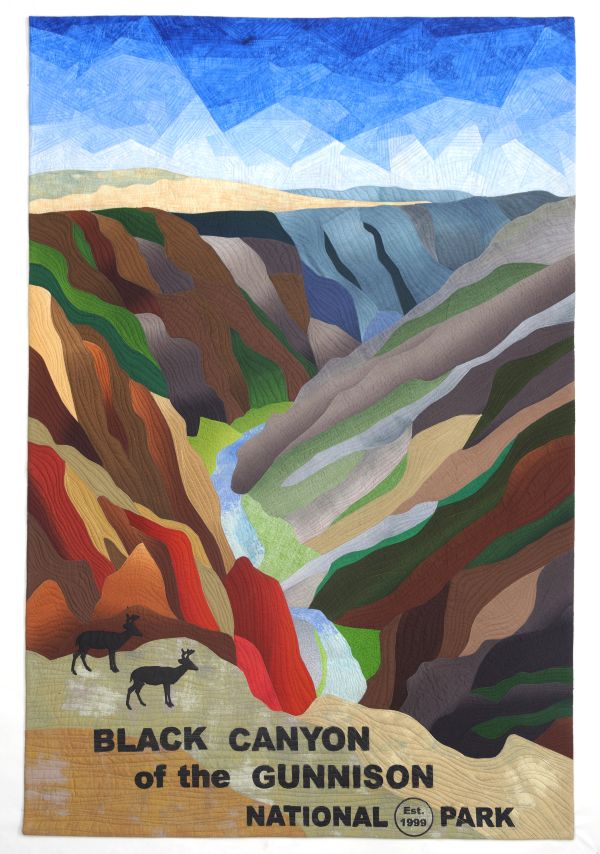 Vicki Conley - Paths Seldom Traveled (a National Parks poster style landscape quilt)