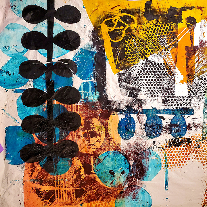 Artwork by Pat Pauly (abstract surface design printed on fabric)