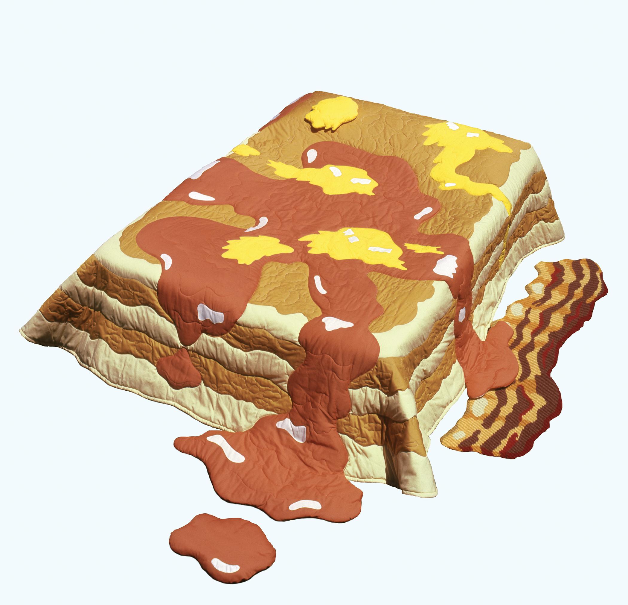Ros Cross - Pancakes, Butter and Syrup Quilt with Bacon Rug