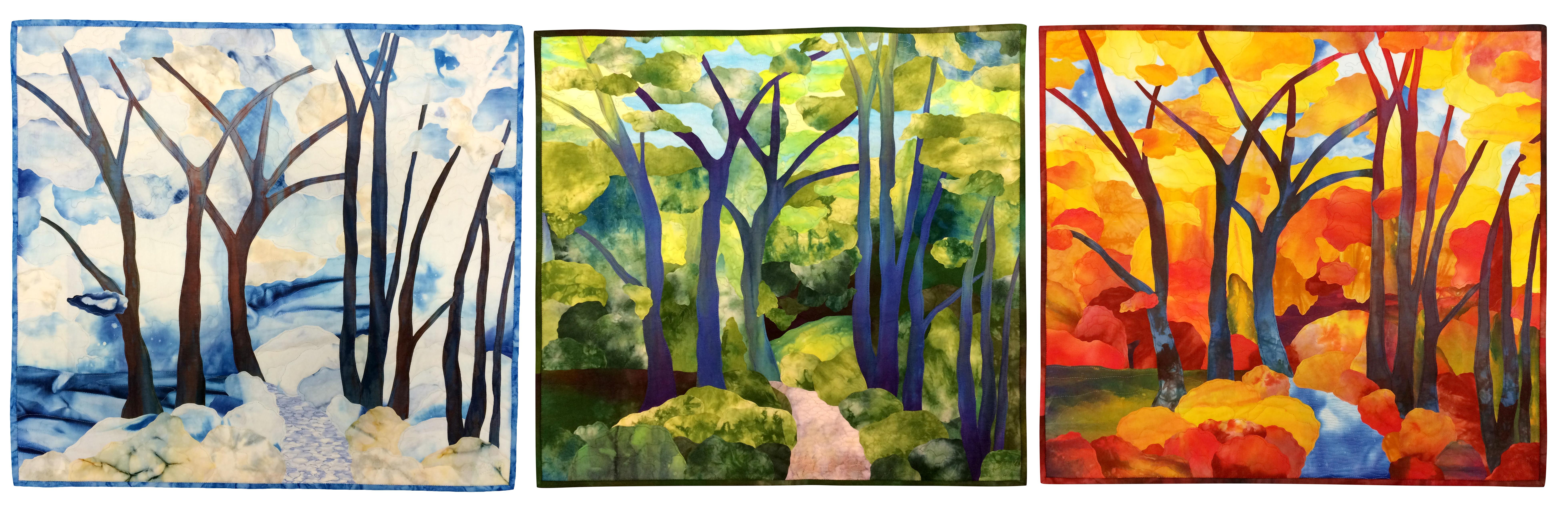 Marjan  Kluepfel - Blue Trees in Winter, Spring and Fall