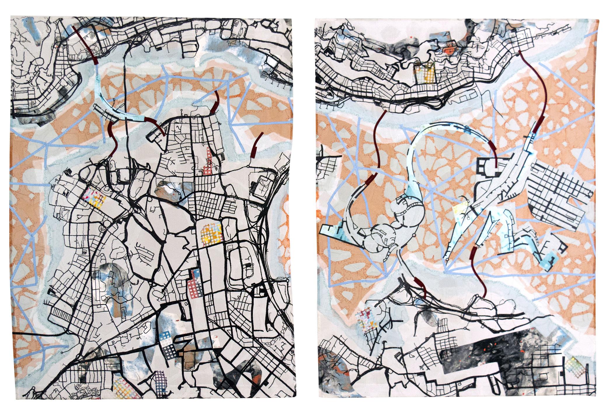 Valerie S. Goodwin - Cartographic Collage VI - a Diptych