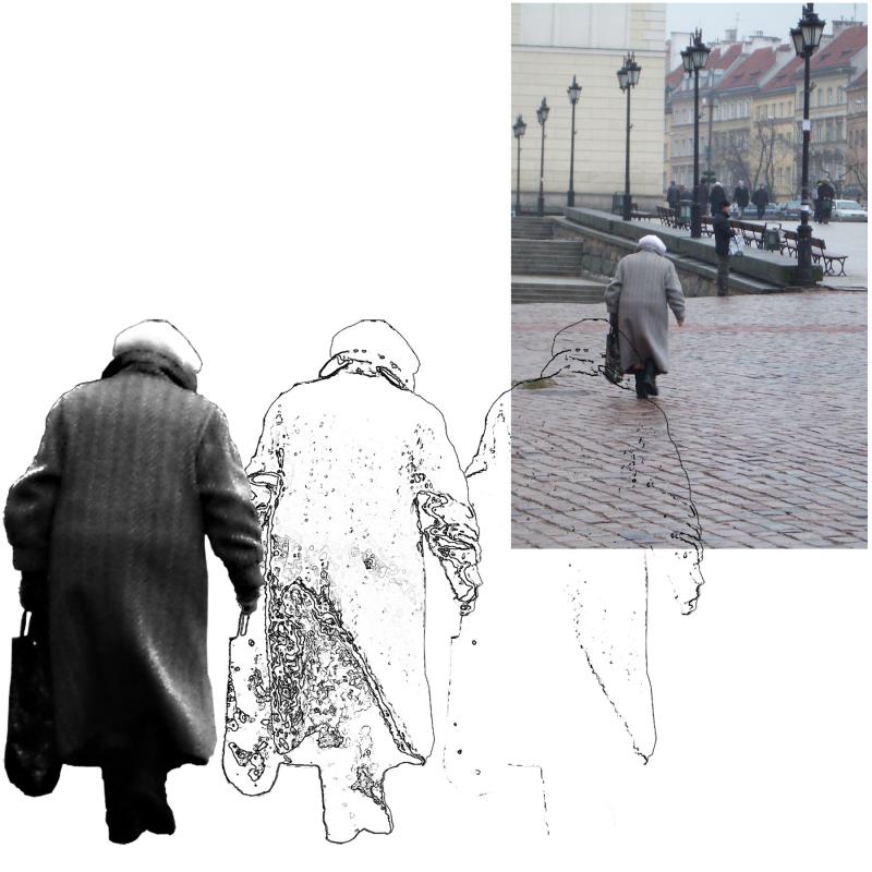 Colsh Composite with Gray Coat woman in Warsaw