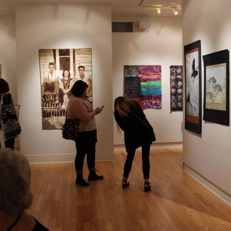 This is the opening night of one of our regional juried exhibits.  Florida has an active exhibit committee.  We have had three juried exhibits with a fourth in the works which will open in conjunction with the SAQA Conference in 2021.  