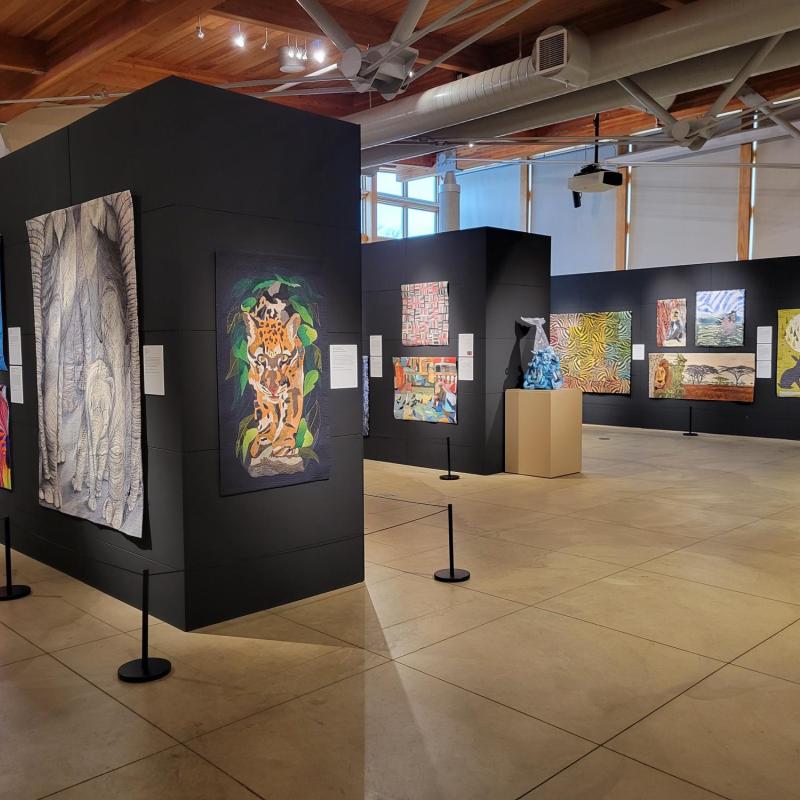 SAQA Global Exhibition Fur, Fangs, Feathers & Fins (on display at Detroit Zoo) 