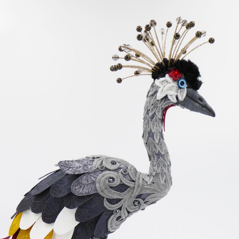 Lulu, an African Grey Crowned Crane, 21.5”x 6”x 17”, Linda Fjeldsted Blust, Nevada, USA