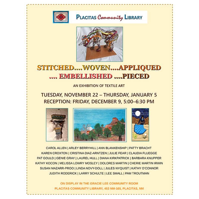 Stitched Woven at Placitas Library postcard