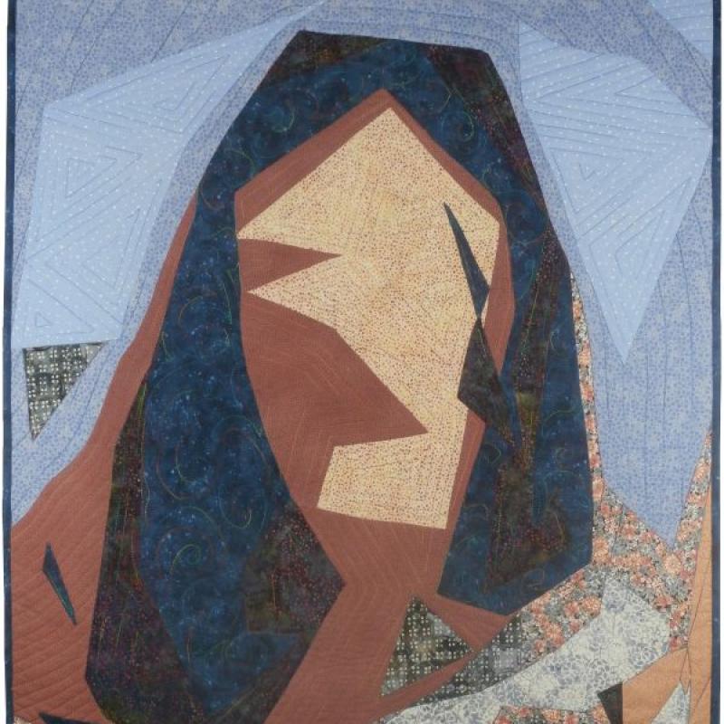 Kathleen McCabe - Tete (abstract quilt with blues and browns)