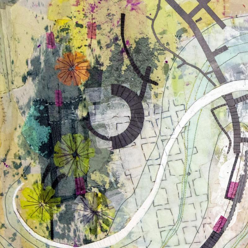 Valerie Goodwin - Meanderings of an Imaginary River (abstract textile map of a river)
