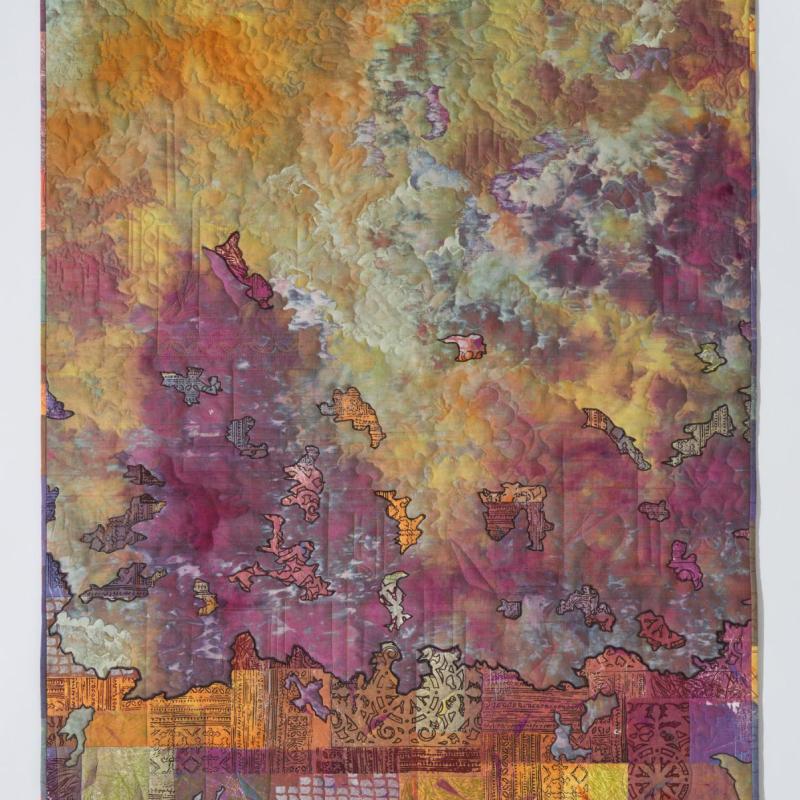 Ileana Soto - Heated Boundaries (quilt with lots of color variations in oranges and magentas)