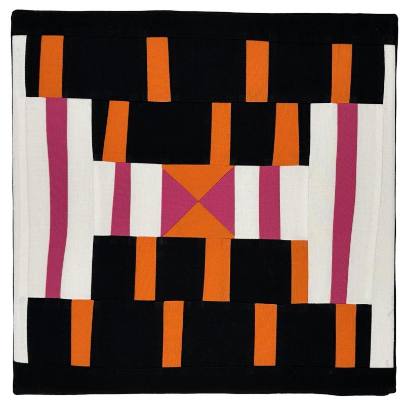 Barbara Danzi - Tiger Beat (quilt with bold colors and stripes, black, orange, magenta, and white)