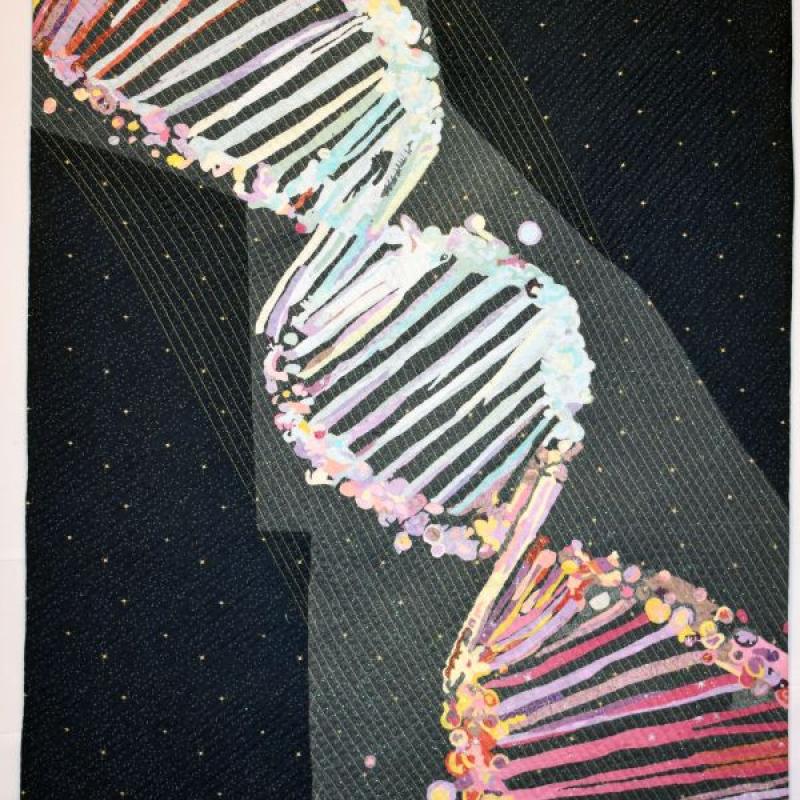 Bev Haring -  Made of Stardust (a quilt showing a strand of DNA)