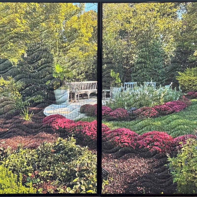 Marilyn Henrion - Dallas Arboretum Diptych (a photo quilt of a park and bench)