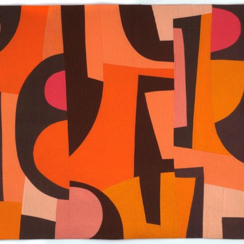 Cindy Grisdela - Dance Rhythms (orange and black abstract quilt with rhythmic arrangements)