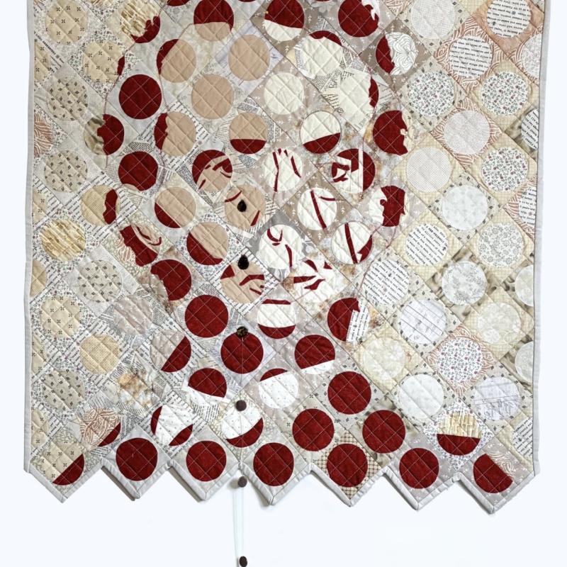 Aynex Mercado - What are we losing? (quilted portrait of Abraham Lincoln made of circles with some parts missing)