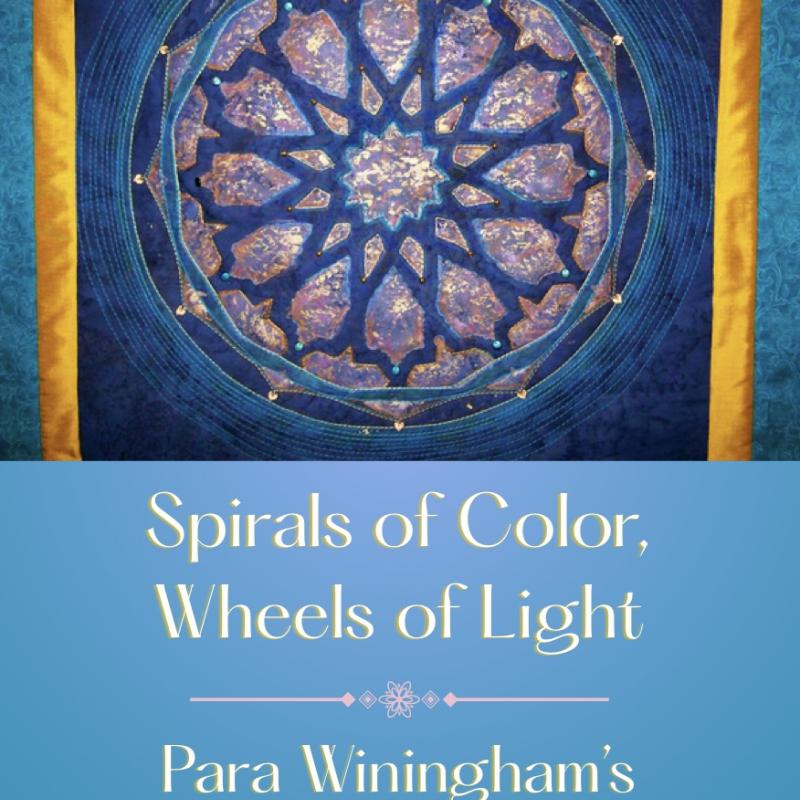 event flyer with blue mandala quilt