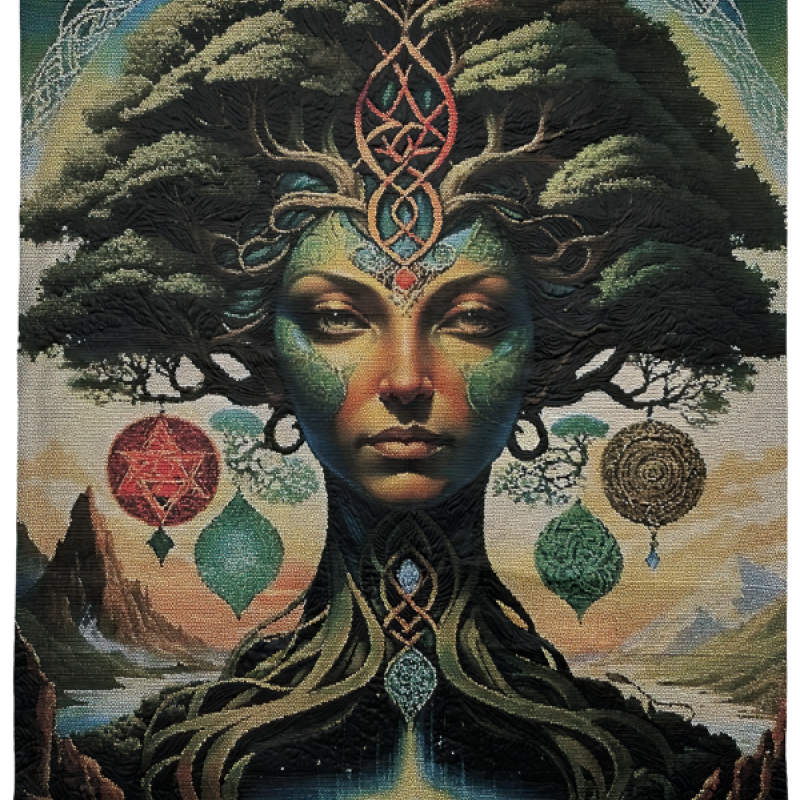 Paula Rafferty - One Earth, One Essence (a quilted portrait of a tree goddess)