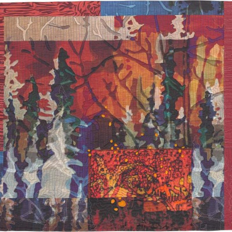 Ree Nancarrow - Embers (an art quilt depicting a forest fire)
