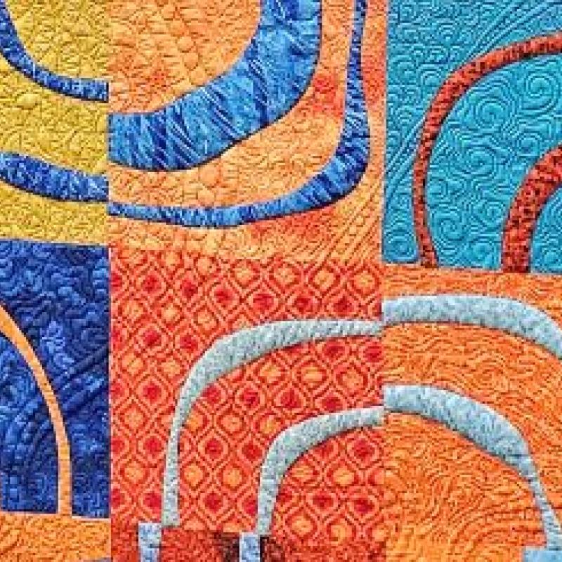 Ami Krenzel - Through Fire and Water (detail) (abstract quilt with squared circles and dense quilting)