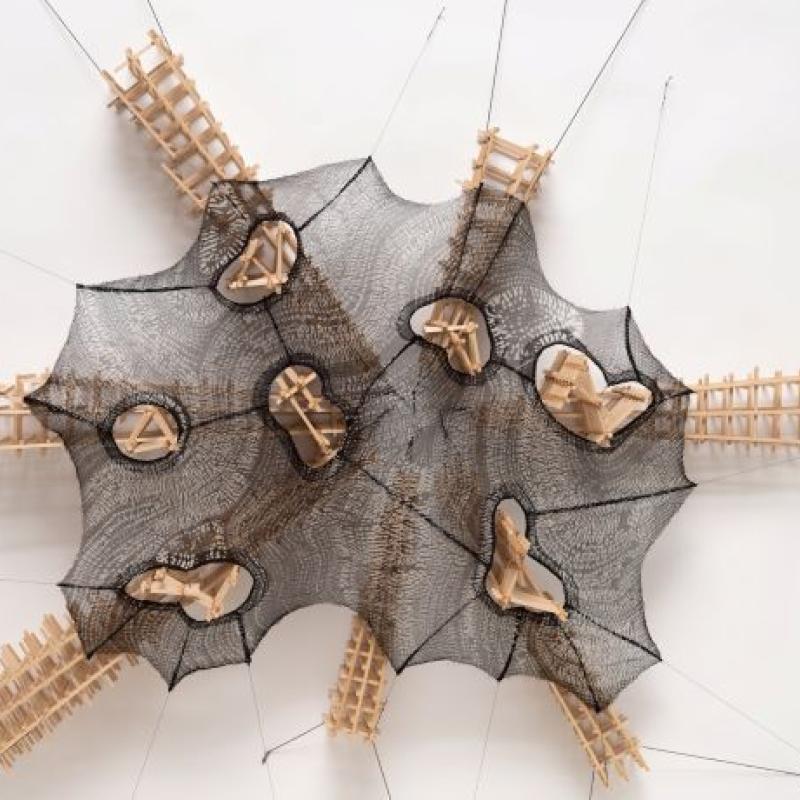 Mo Kelman - Lagoon (black mesh stretched over wooden armature)