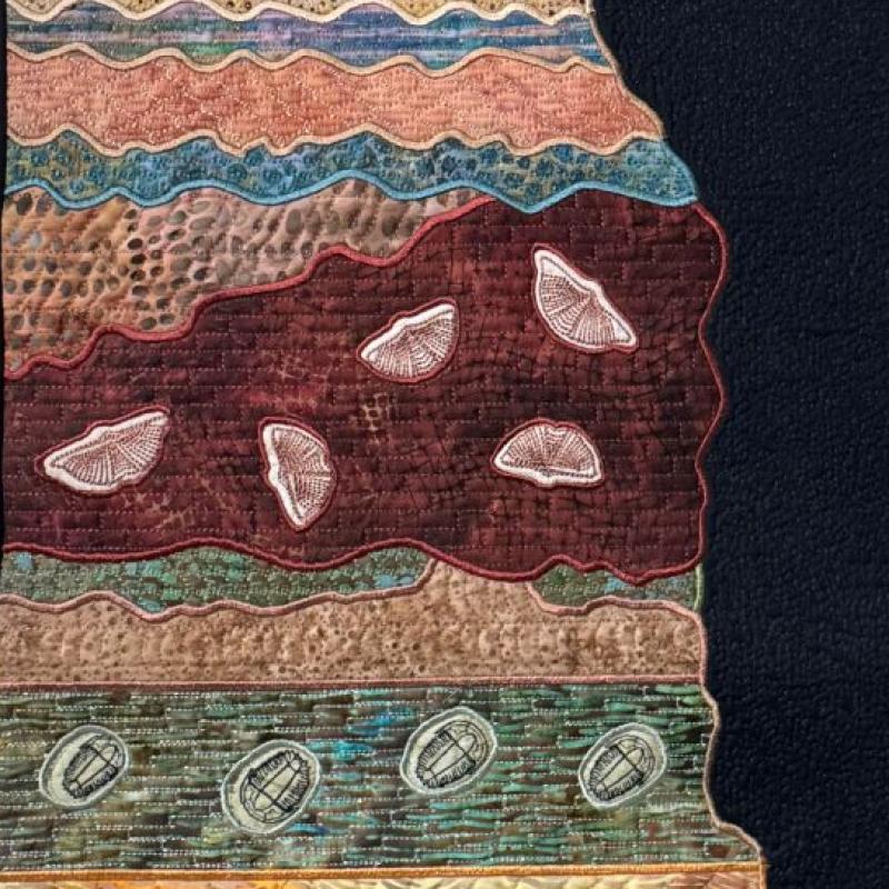  Neffra Matthews -  Grand Stratigraphy (quilt of layers of rock with fossils in them)