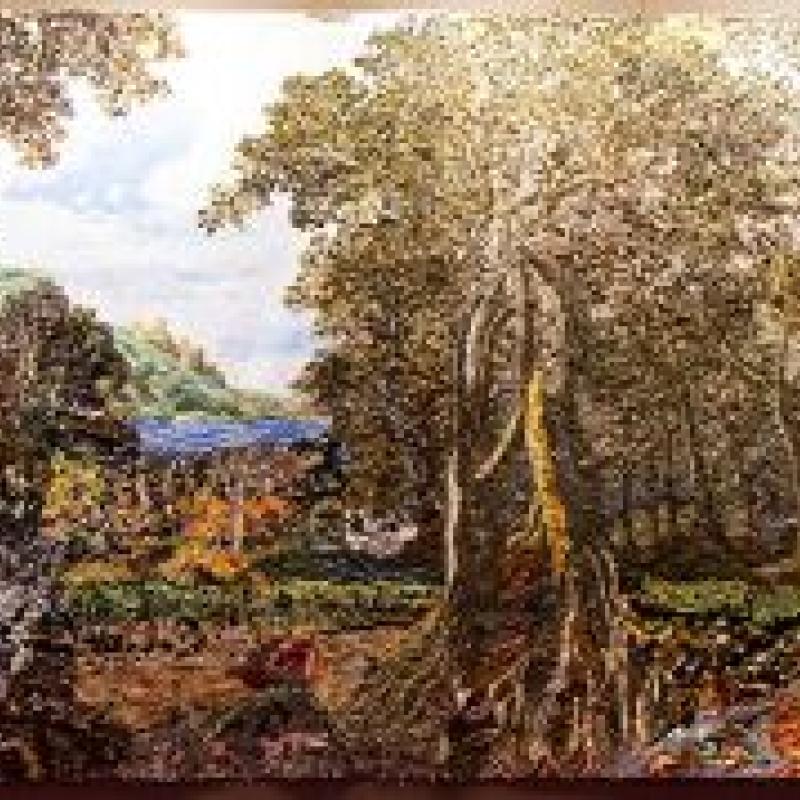 DAMSS ART - EARTH ELEMENT (a monumental sized art quilt landscape with trees)