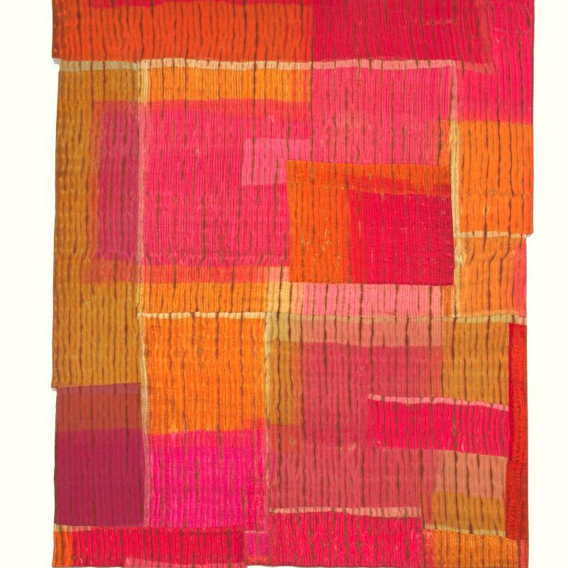 Leesa Zarinelli Gawlik - FIRELIGHT (a quilt made of hot pink and orange rectangles)
